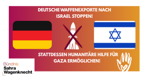 Symbolbild zum BSW-Antrag „Deutsche Waffenexporte nach Israel stoppen – humanitäre Hilfe für die Palästinenser in Gaza ermöglichen“